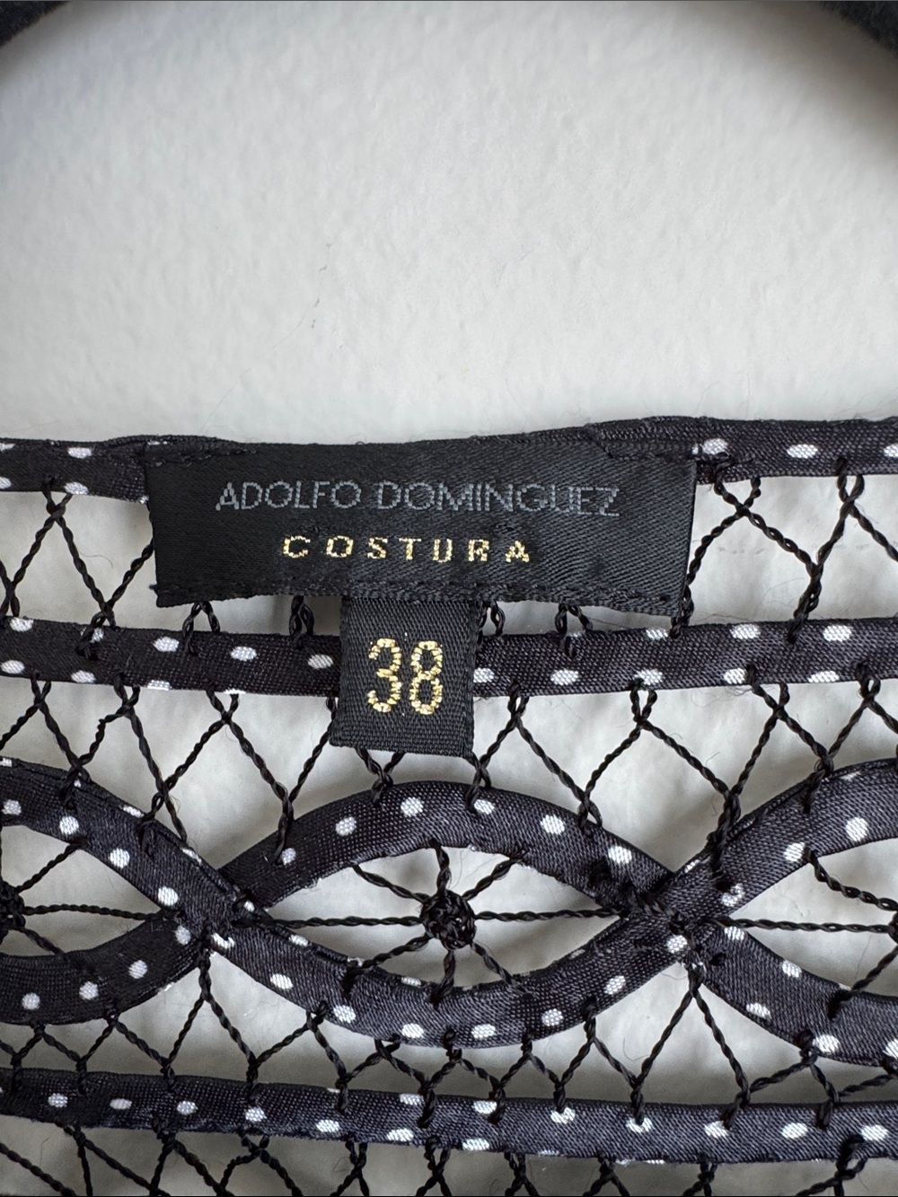Adolfo Dominguez Costura Black Mesh Ribbon Cocktail Dress Size US 4 EU 38 Sheer - Picture 3 of 12